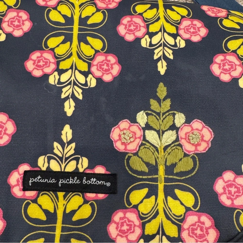 Petunia Pickle Bottom Seville Navy Floral Boxy Backpack Diaper Bag with Pad